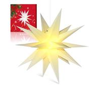 Sky angle 3D Weihnachtsstern Beleuchtet Batterie mit Timer für Fenster - 45cm Leuchtstern Stern Zum Dekorieren von Weihnachtsbaum, Weiße led Weihnachtsstern für Innenhof, Balkon Und Garten
