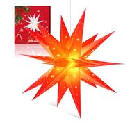 Sky angle 3D Weihnachtsstern Beleuchtet Batterie mit Timer für Fenster - 60cm Dekorieren von Weihnachtsbaum, Rot led Weihnachtsstern für Innen, Außen, Innenhof, Balkon Und Garten