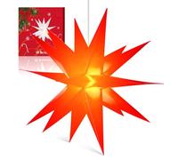 Sky angle 3D Weihnachtsstern Beleuchtet Batterie mit Timer für Fenster - 60cm Leuchtstern Stern Zum Dekorieren von Weihnachtsbaum, Rot led Weihnachtsstern für Innenhof, Balkon Und Garten