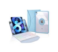 (Sky Blue, Multicolor) Z098B-AS For iPad Air (2020)/(2022) 3-Color Backlit Bluetooth Keyboard Case with TouchPad Anti-Drop