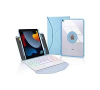 (Sky Blue, Multicolor) Z102B-AS For iPad 10.2 (2021)/(2019)/(2020) Detachable 3-Color Backlit Bluetooth Keyboard with Touch