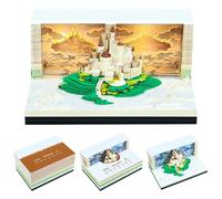 Sky Castle Time Piece Calendar 2026, Calendario da scrivania con luce a LED, Calendario a strappo 3D Carving Carta Art Memo Pad per la decorazione del desktop natalizio