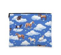 Sky Equine - Trousse da viaggio con motivo cavallo, borsa da viaggio per trucco da donna, piccola borsa portatile in tela con cerniera, carina per gli amanti degli animali, borsa da toilette