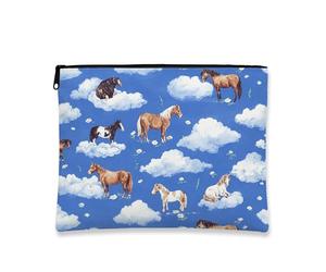 Sky Equine - Trousse da viaggio con motivo cavallo, borsa da viaggio per trucco da donna, piccola borsa portatile in tela con cerniera, carina per gli amanti degli animali, borsa da toilette