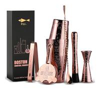 SKY FISH Set di Shaker Per Cocktail - Kit Barman Per Cocktail in Rame Inciso in Confezione Regalo Da 7, lavaggio a Mano.