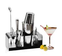 SKY FISH Shaker per Cocktail, Set di Boston Shaker da 8 Pezzi, Kit da Barman Premium con Supporto in Acciaio Inossidabile, Set Completo da Bartending per la Casa