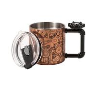 SKY FISH tazza da caffè, tazzine da caffe in acciaio inossidabile, mug da regalo divertente per ufficio a doppia parete, bicchieri da bere con giroscopio, incluso coperchio e cannuccia (Oro Rosa, 350)