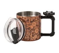 SKY FISH tazza da caffè, tazzine da caffe in acciaio inossidabile, mug da regalo divertente per ufficio a doppia parete, bicchieri da bere con giroscopio, incluso coperchio e cannuccia (Oro Rosa, 600)