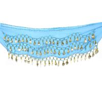 Sky Medio Oriente 3 FILE ornamento monete BELLY danza costume trasparente GON...