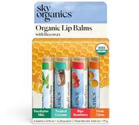 Sky Organics Balsamo Labbra alla Cera d'Api- Burrocacao Labbra Biologico - Certificazione Biologica USDA - Lip Balm - Idrata, Lenisce e Ammorbidisce, Confezione da 4