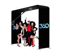 Sky Overhead 360 Photo Booth per feste, rotazione automatica al rallentatore con telecomando, luce ad anello RGB, logo personalizzato gratuito, per 7-15 persone, adatto per feste, eventi di nozze