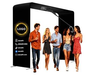 Sky Overhead 360 Photo Booth per feste, rotazione automatica al rallentatore con telecomando, luce ad anello RGB, logo personalizzato gratuito, per 7-15 persone, adatto per feste, eventi di nozze