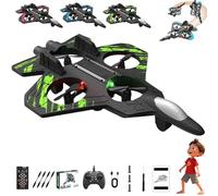 Sky Riders RC Jet aggiornato del 2026, drone aereo RC in schiuma con luci a LED, doppie batterie modulari, volo stazionario automatico, controllo for principianti con un solo tasto(Green)