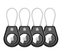 SkyArmor Supporto sicuro AirTag con cavo metallico, confezione da 4 portachiavi Air Tag per portachiavi, chiavi, bagagli, zaino, protezione stabile per portachiavi Airtag, colore nero