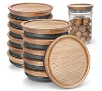 SKYBD Coperchi in legno per barattoli Ball/Mason/Kerr, per uso alimentare, 100% adatti e ermetici per barattoli (12 pezzi)