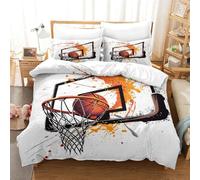 SkyClouf Basket Stampa Tridimensionale Biancheria Da Letto Set Di Piumoni Copripiumino Microfibra Superiore Sottocuscino Incluso Delicato E Lavabile Single（140x200cm）