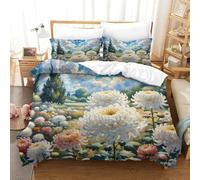 SkyClouf Crisantemo Stampa Tridimensionale Pigiameria Set Di Piumoni Crisantemo Copriletto Fibra Ultrafine Sottocuscino Incluso Soffice E A Bassa Manutenzione Super King（260x220cm）