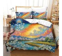 SkyClouf Fiore di pera Produzione Additiva Lenzuola Set Di Tre Pezzi Fiore di pera Copripiumino Fibra Ultrafine Incassate Con Cerniera Delicato E Lavabile King（220x240cm）