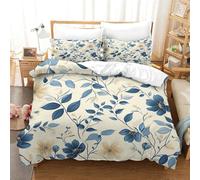 SkyClouf Foglie di fiori Stampa Tridimensionale Lenzuola Set Di Piumoni Foglie di fiori Copriletto Microfibra Superiore Sottocuscino Incluso DeliGattoo E Lavabile Double（200x200cm）