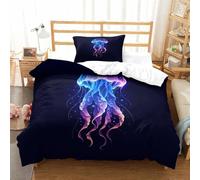 SkyClouf Medusa Stampa Tridimensionale Lenzuola Set Da Letto Medusa Copripiumino Fibra Ultrafine Sottocuscino Incluso Soffice E A Bassa Manutenzione Single(135x200cm)