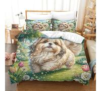 SkyClouf Shih Tzu Produzione Additiva Lenzuola Set Di Tre Pezzi Shih Tzu Busta Per Piumone Fibra Ultrafine Sottocuscino Incluso Soffice E A Bassa Manutenzione King（220x240cm）