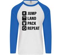 Skydiving Jump Land Pack Divertente Skydiver Uomo L/S Maglietta Baseball