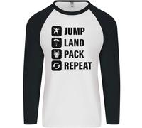 Skydiving Jump Land Pack Divertente Skydiver Uomo L/S Maglietta Baseball