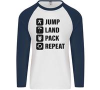 Skydiving Jump Land Pack Divertente Skydiver Uomo L/S Maglietta Baseball