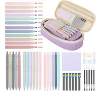 SKYDUE 44 astucci per articoli scolastici con grande capacità, 12 evidenziatori pastello, 11 matite gel, 6 portamine, set scuola Aesthetic School Stuff Astatic School Stuff(viola)