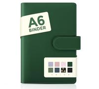 SKYDUE A6 Raccoglitore in similpelle, Raccoglitore A6 Ricaricabile, Budget Binder, Quaderno (Carta Interna Non Inclusa), Organizer per Ufficio, Scuola e Viaggio (Verde Scuro)