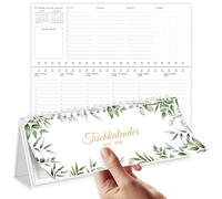 SKYDUE Calendario da tavolo 2026 orizzontale, calendario 2025 da tavolo, calendario settimanale da luglio 2025 a dicembre 2026, calendario con 1 settimana 2 pagine, calendario 29,7 x 11,7 cm (verde)