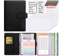 SKYDUE Money Binder, Challenge Del Risparmio, A6 Raccoglitore Documenti Con Buste Cerniera Trasparenti, Agenda Risparmio Soldi, Budget Planner Raccoglitore Di Bilancio(Nero)