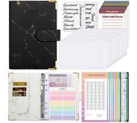 SKYDUE Money Binder, Challenge Del Risparmio, A6 Raccoglitore Documenti Con Buste Cerniera Trasparenti, Agenda Risparmio Soldi, Budget Planner Raccoglitore Di Bilancio(Nero Marmo)