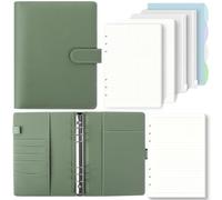 Skydye, Raccoglitore ad anelli formato A5, con 6 anelli, 135 fogli, formato A5, con tasche e divisori per appunti scolastici e diari di viaggio (verde oliva)