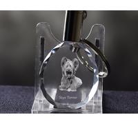 Skye Terrier, Cane Cristallo Rotondo Portachiavi, Crystal Animals