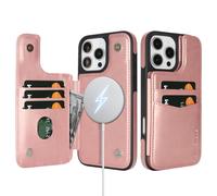 SKYEAGLE Compatibile con Magsafe per iPhone 16 Pro Wallet Case con titoli di carta Donne Telefono Case PU Leather Kickstand Flip Flip Coperchio Slot