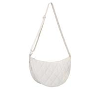Skyearman Borsa a tracolla mezza luna Puffer Crescent Bag con cinturino regolabile, borsa a spalla alla moda in nylon, trapuntata per donna, bianco