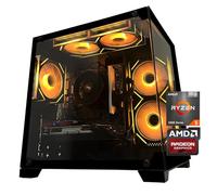 SKYESEV Computer desktop PC da gioco, AMD Ryzen 5 5500, RX6500XT 4GB Grafica, 16GB DDR4 RAM, 512GB NVMe SSD, ARGB Fans, Game Design Office