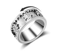 SkyFace Anello Antistress Uomo Girevole, Anello Rotante Acciaio Inossidabile, Anelli Anti Ansia Donna, Anello Spinner Adulti, Anello Fidget da Meditazione, Anello ingranaggio con Confezione regalo
