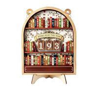 SKYJORMY Segnale in legno con scritta "Read Reading Tracker", | Supporto vintage in legno per la decorazione della libreria, regalo personalizzato per topi di biblioteca e amanti della