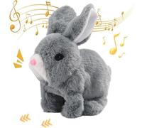 SkyJoy Giocattolo interattivo per conigli. Il coniglio di peluche corre, abbaia e muove le orecchie e la bocca. Coniglio giocattolo che rimbalza.bunny pal.coniglietto giocattolo realistico (Grigio*1)