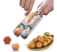 SkyJoy® Polpette di carne Former.Macchina per crocchette in acciaio inox 304 con cucchiaio, macchina per polpette a 2 canali. Strumento di cottura fai da te per palline di pesce a crocchette rapide