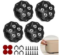 SkyJoy® ruote per mobili.4 ruote con 5 sfere ciascuna, portata 300 kg, con adesivo e viti. Ruote universali mobili a 360 per il trasporto di mobili, (Nero: 4 pezzi)