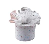 SkyjOy Tulle 6cm 25Yards Tulle Rolls Glitter Powder Sequin Mesh Ribbon Fai da Te Bambina Fiocco for Capelli Pompon for Gonna Tutu Sacchetto Regalo Decorazione(White)