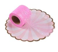 SkyjOy Tulle 6cmx5Yard/rotolo Rotolo di Tulle Glitterato Arcobaleno Tessuto Trasparente Paillettes Fai da Te Artigianato Regalo Gonna Tutu Casa Matrimonio Decorazione(Deep Pink 5Y)