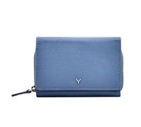 skyle Portafoglio Trifold in Pelle da Donna, 7 Slot per Carte, Finestra per ID, Tasca con Cerniera per Contanti e Monete, Chiusura a Bottone e Cerniera, Design Italiano (Avio)