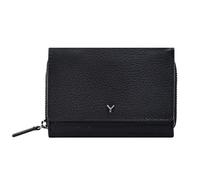 skyle Portafoglio Trifold in Pelle da Donna, 7 Slot per Carte, Finestra per ID, Tasca con Cerniera per Contanti e Monete, Chiusura a Bottone e Cerniera, Design Italiano (Black)