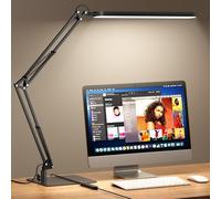 SKYLEO Lampada da Scrivania - Base Ultrasottile, Braccio Girevole Regolabile Lampada Scrivania, Dimmerabile, Timer, Funzione Di Memoria, 1300 LM, 12W, Nero
