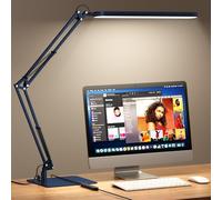 SKYLEO Lampada da Scrivania - Base Ultrasottile - Braccio Girevole Regolabile Lampada Scrivania, Dimmerabile, Timer, Funzione Di Memoria, 1300 LM, 12W, Blu