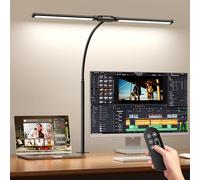 SKYLEO Lampada da Scrivania LED - Doppia Testa con Telecomando e Controllo Touch - Protezione degli Occhi - 12 W, 5 Modalità di Colore, Funzione Timer e Memoria, Collo di Cigno Flessibile - per Home